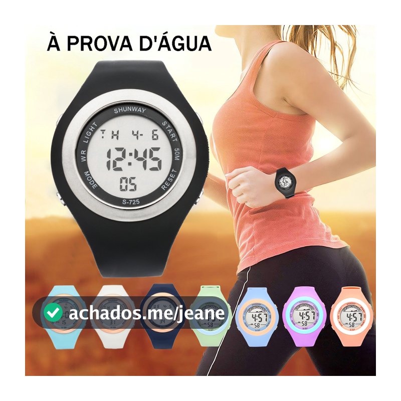 Relógio Feminino Digital A Prova D Água Eletrônico Esportivo Original Redondo Led