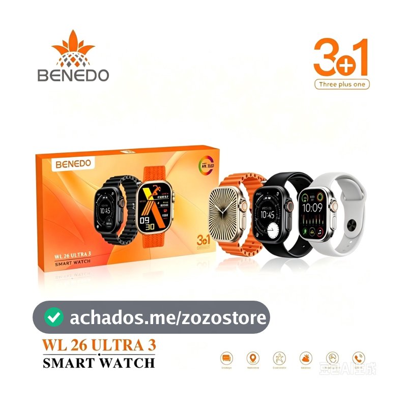 Smart Watch WL26 ULTRA3 Relógio digital masculino Series 12 2026 3 Pulseira  Esportes inteligente