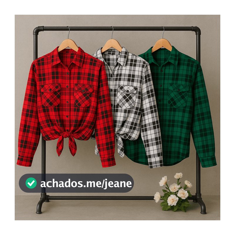 Camisa de Manga Longa Xadrez Feminina, Camisa Xadrez Feminina - C01