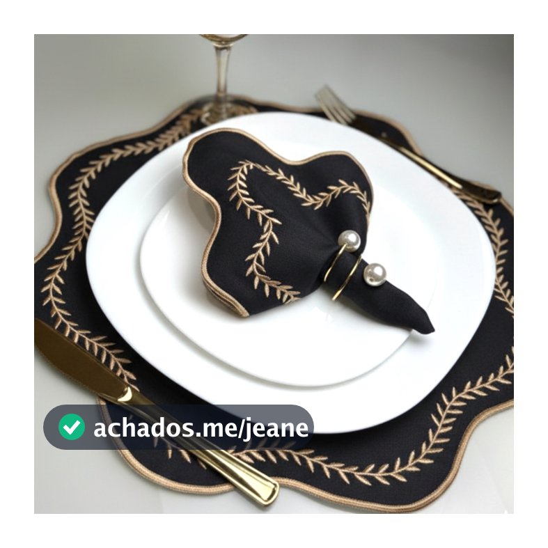 Kit Jogo Americano Sousplat Bordado Suplat de Mesa Posta Redondo/Retangular e Guardanapos