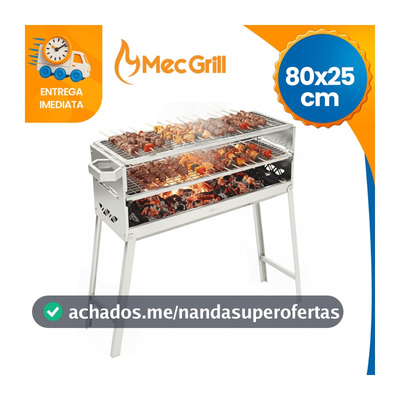 Churrasqueira Para Espetinho Inox 430 Limousin A Carvão Com Grelha Churrasqueira Portátil