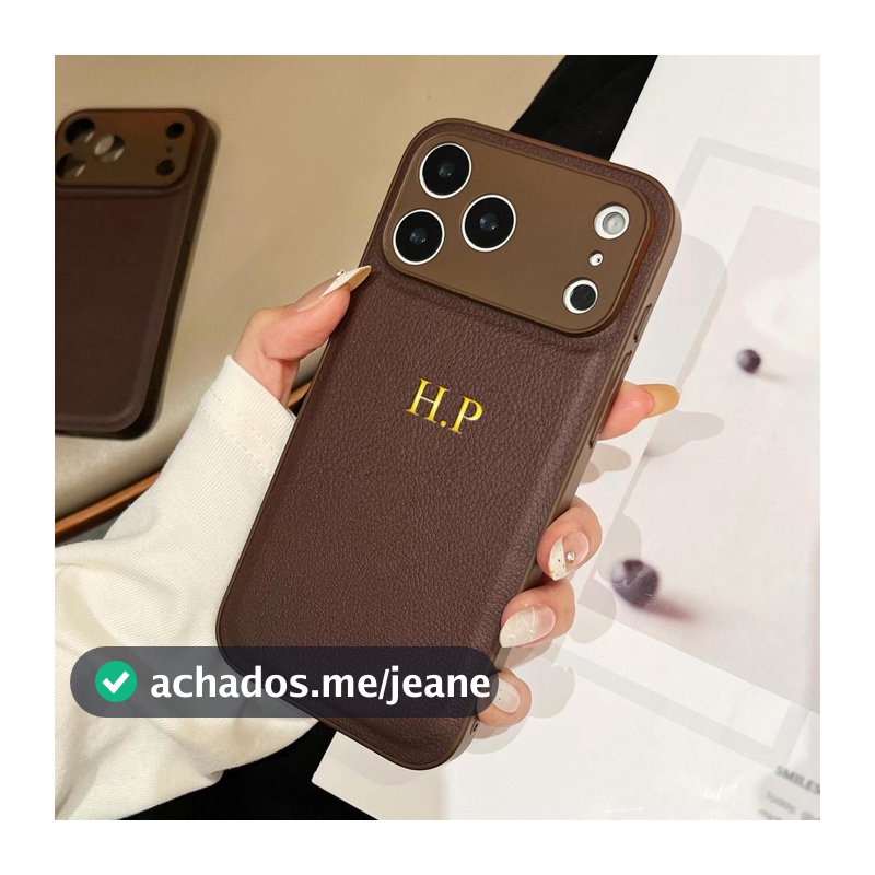 Capa De Couro Falso Clássica De Luxo Personalizada Para iPhone 18 17 16 15 14 13 12 11 Pro Max Iniciais Personalizadas N
