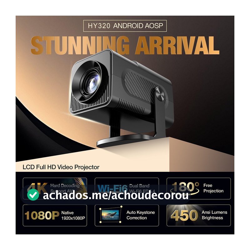 Atualizado Projetor Smart HY320 Android Full HD 1920x1080 Bluetooth Wi-fi