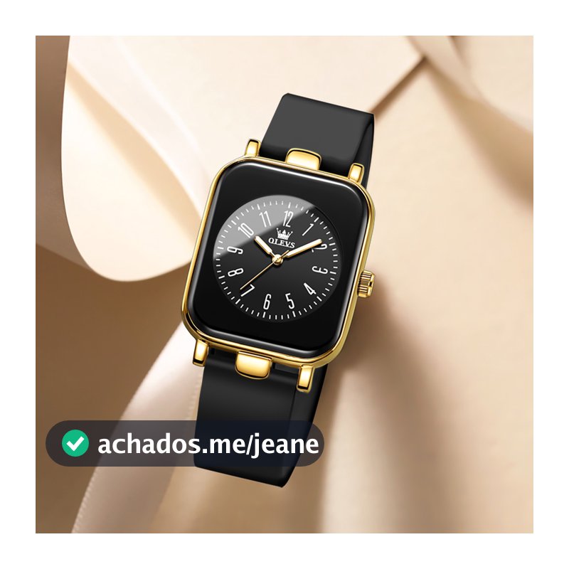 OLEVS Relógio Feminino Original impermeável movimento de quartzo silicone cinta luminosa quadrado 9961