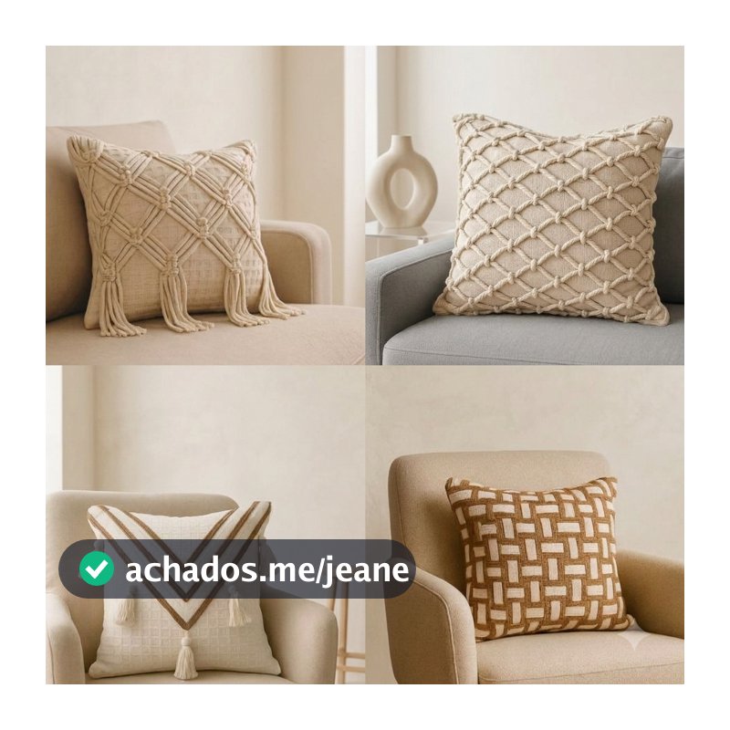 Capa de Almofada Decorativa Algodão Decorativa Estilo Boho chic Artesanal Luxo 45x45cm