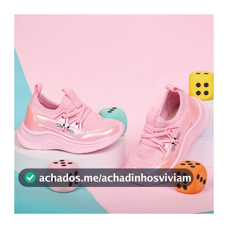 Tênis Infantil Meninas Festa Calce Fácil Casual Super Confortável Boneca Com Bordado Gatinho T004
