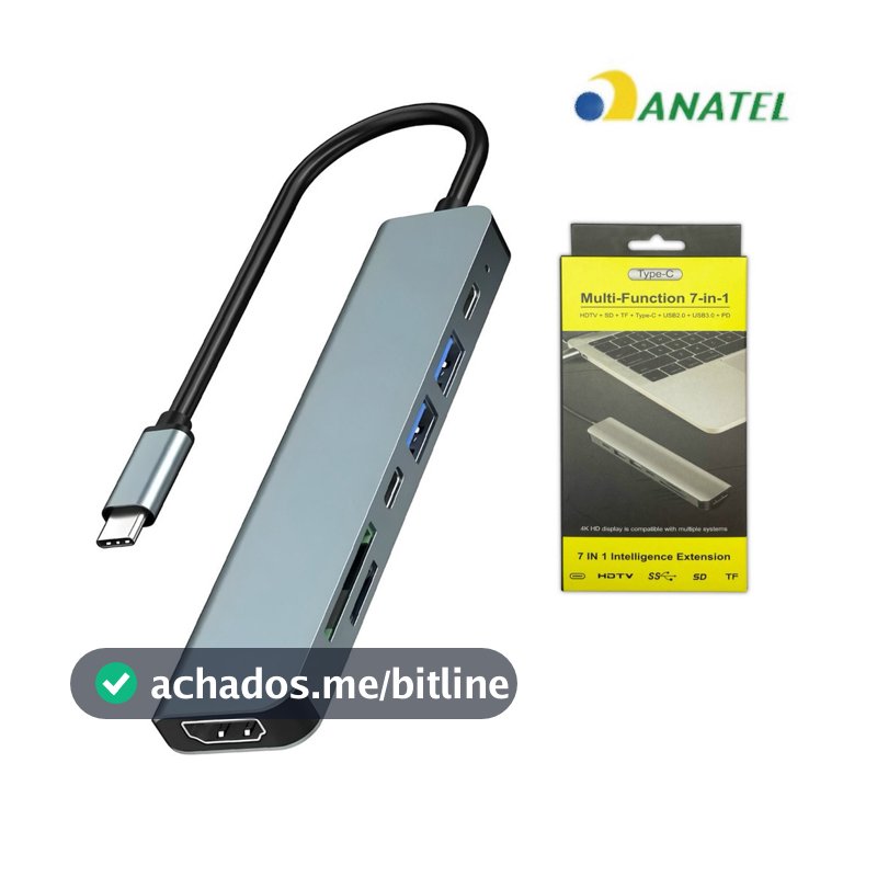 Hub Adaptador USB 7 Em 1 USB 3.0 USB 2.0 USB-C Expansor De Portas Alta Velocidade Para Notebook PC MacBook Plug Play
