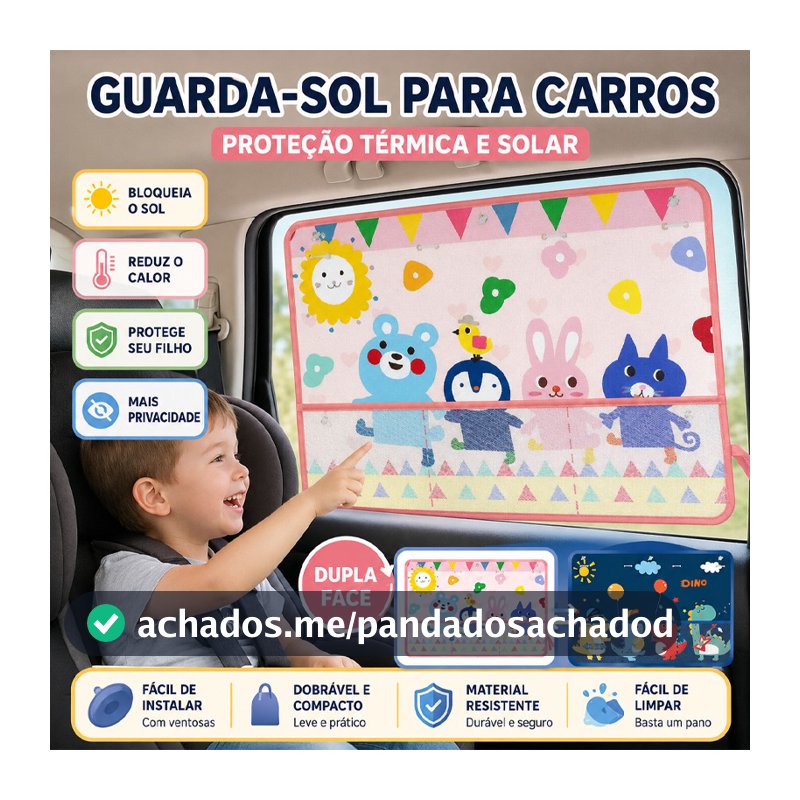 Cortina Protetor Solar para Janela de Carro Magnética Blackout Guarda-Sol Bebê Infantil Proteção UV Verão