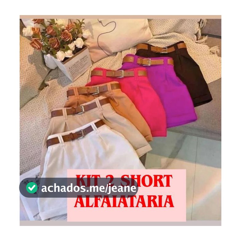 Kit 2 Short Alfaiataria Feminino Com Bolso Com Cinto Cintura Alta PROMOÇÃO
