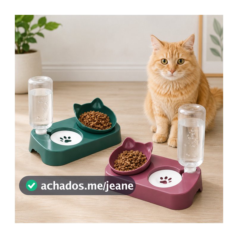 Comedouro Bebedouro Automático Pet 500ml | Duplo Ração e Água | Gatos e Cachorros – Reposição Automática