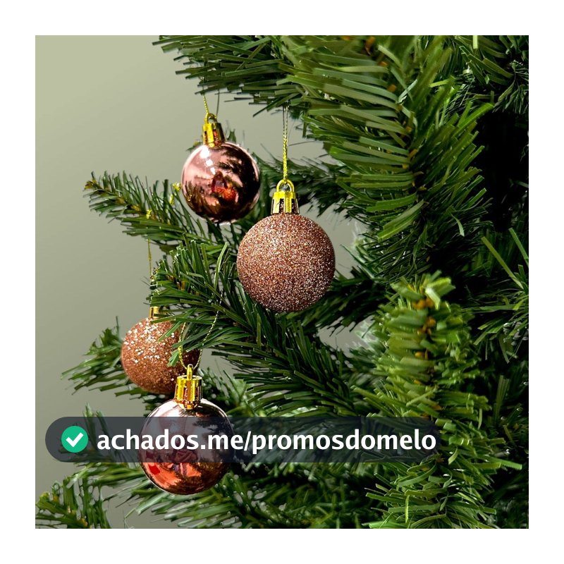 Kit 4/8/12 Bolas Natal 4cm Rosé Lisa e Glitter - Multiart / Jogo Decoração Árvore Bola Natalina