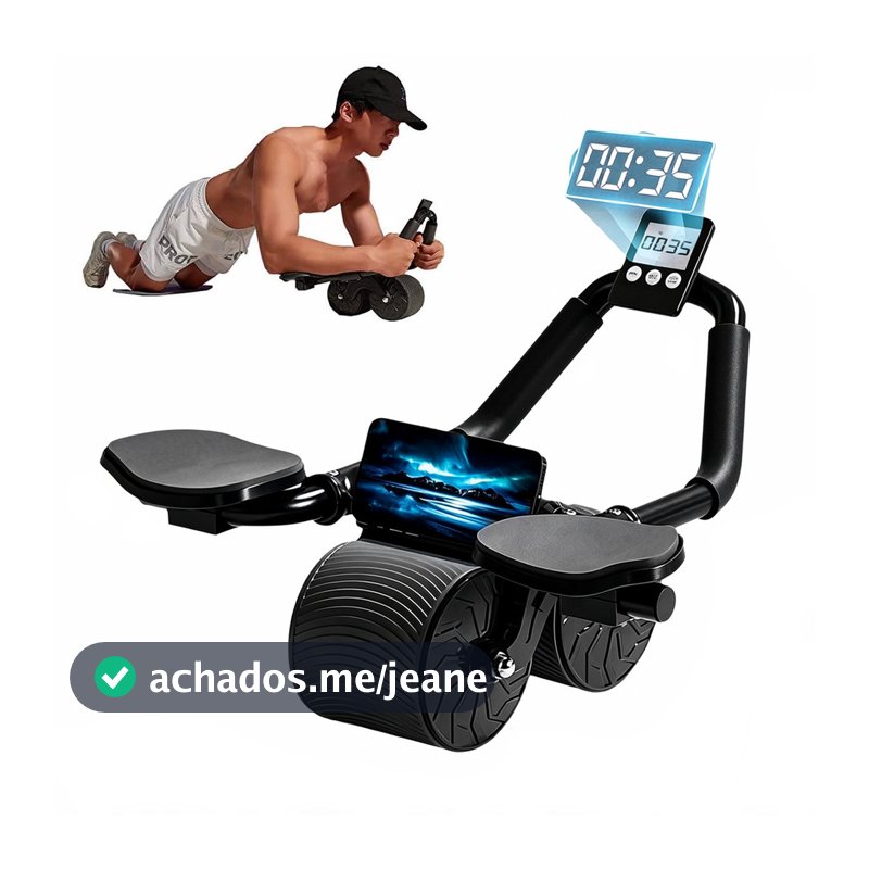 Roda Abdominal com Apoio para Antebraços, Retorno Automático, com Timer Integrado e Apoio para Joelhos,