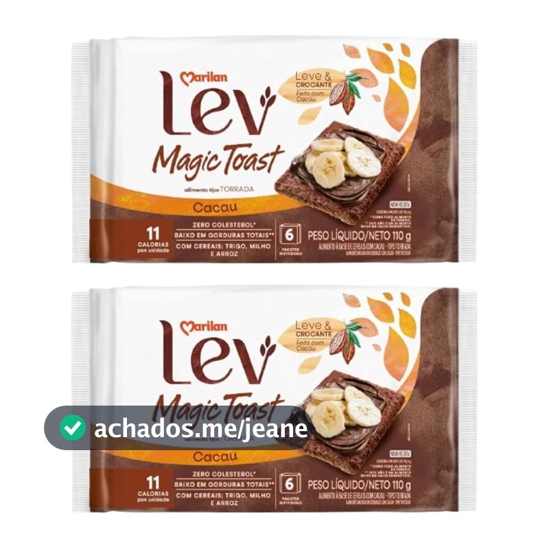 Kit 2 Torrada Marilan Magic Toast Cacau Pacote com 110g