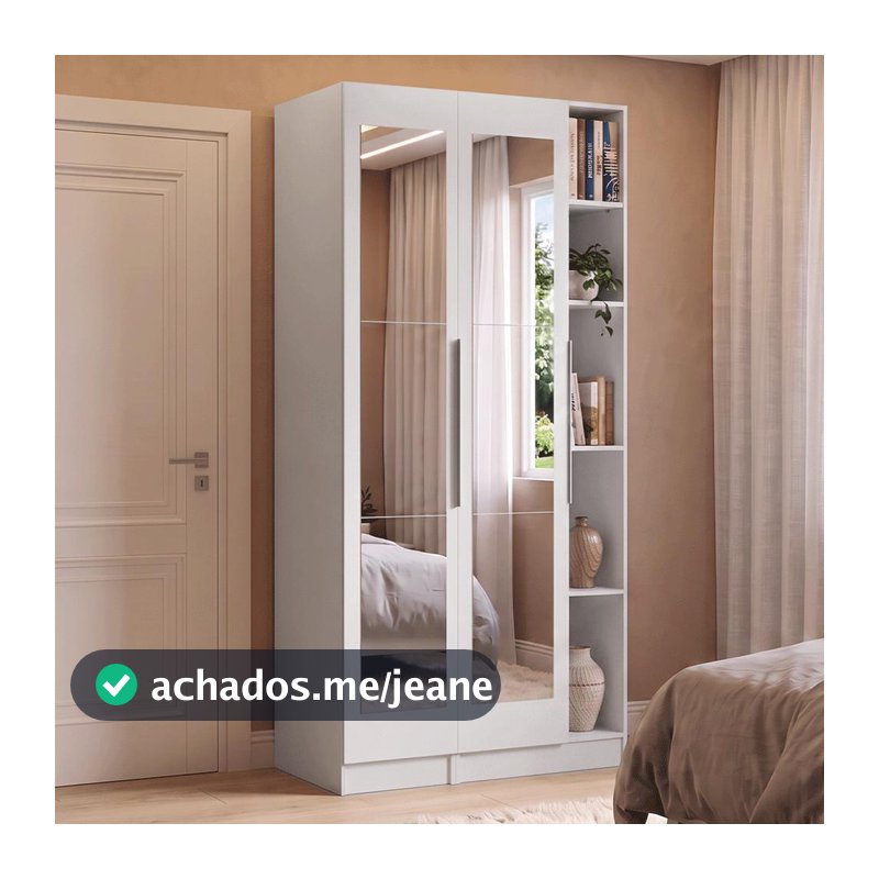 Guarda-Roupa Modulado 2 Portas com Espelhos 5 Nichos Branco Neo Madesa 01