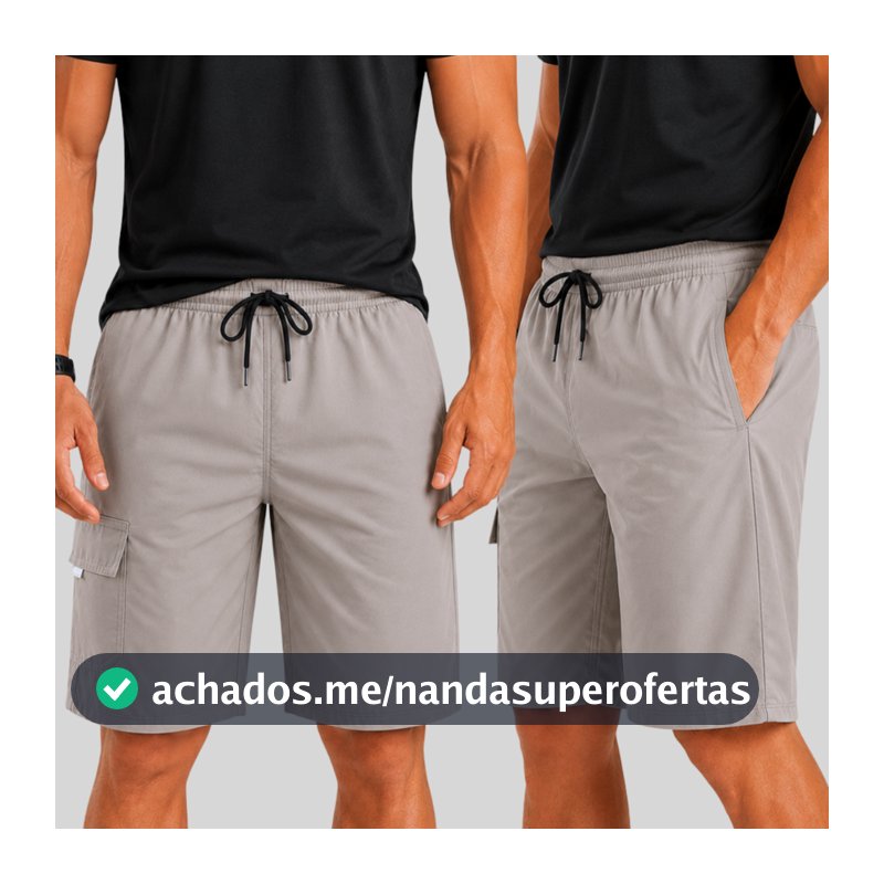 Bermuda Cargo Masculina Bermudas Masculinas Brim Sarja Cintura Com Bolso Short Casual Fit
