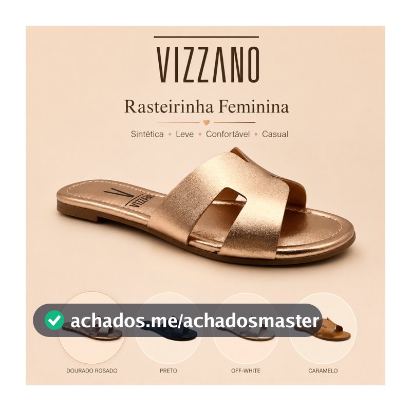 Sandália Rasteirinha Vizzano Feminina Sintética Leve Confortável Casual