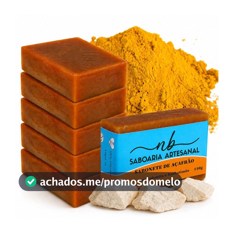 Kit 6 Sabonetes Açafrão com Dolomita Tira Manchas Depilação Natural