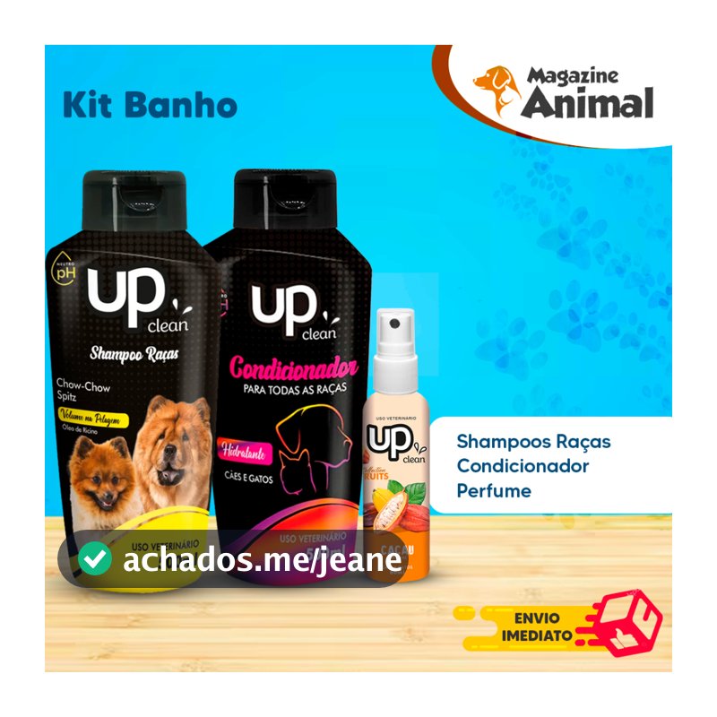 Kit Banho Shampoo para Cachorro Chow Chow Spitz + Condicionador Universal Kit Shampoo Pet Spitz Alemão Cheiroso UP Clean