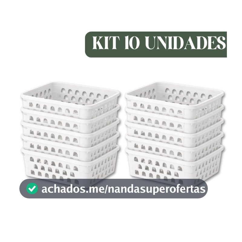 Kit Cestos Organizadores Branco Multiuso Empilhável Gaveta, Armário, Cozinha, Lavanderia, Guarda Roupa, Penteadeira