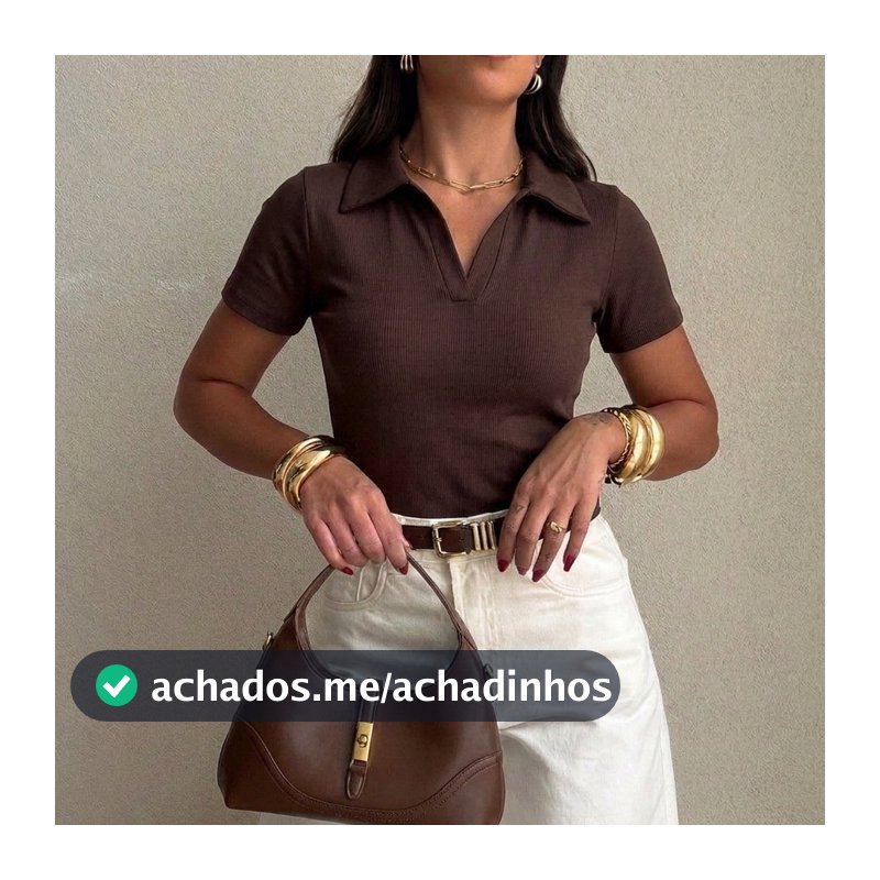 Blusa Feminina Gola Polo Ribana Canelada Premium Elegante Casual Estilosa