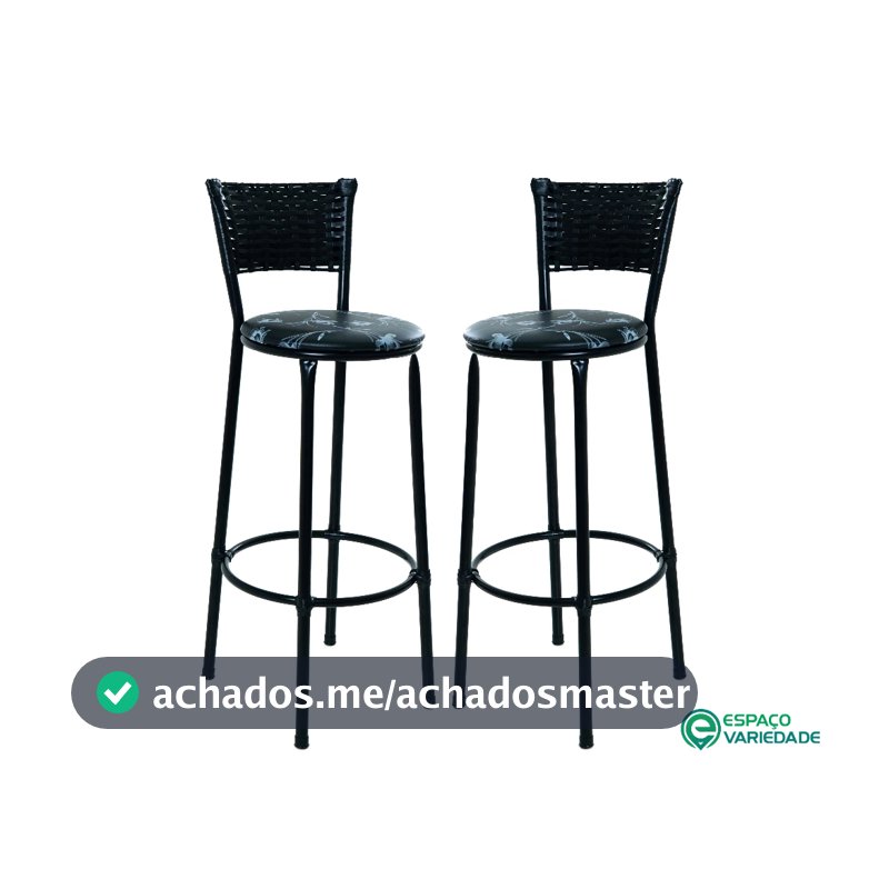 2 banquetas alta junco preto fibra sintetica cozinha area gourmet