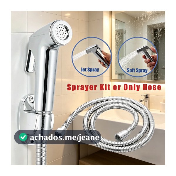 Ducha Higiênica Para Banheiro Completa Luxo  Inox  1,2m Chuveirinho Privada