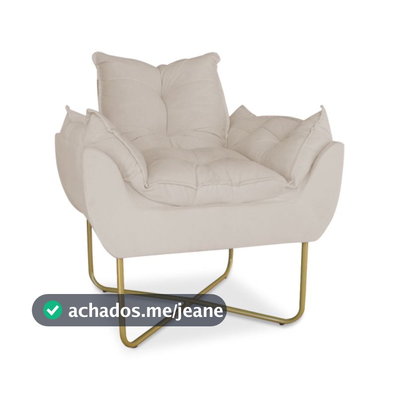 Poltrona opala base de ferro bege