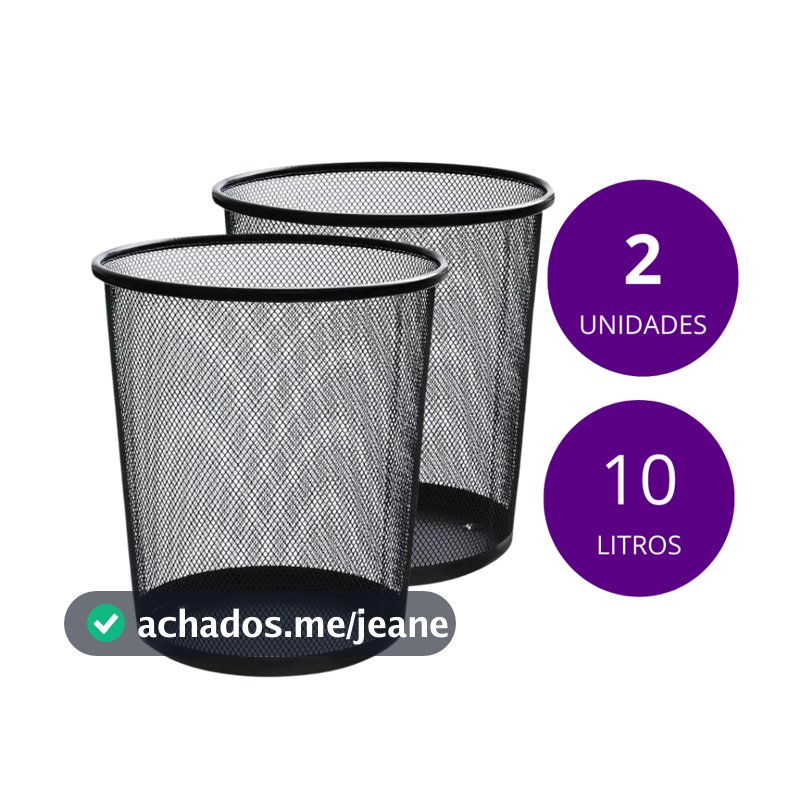 Lixeira Metal Aramado Cesto de lixo Redonda Para Escritorio Casa Quarto 10L Kit 1 ou 2