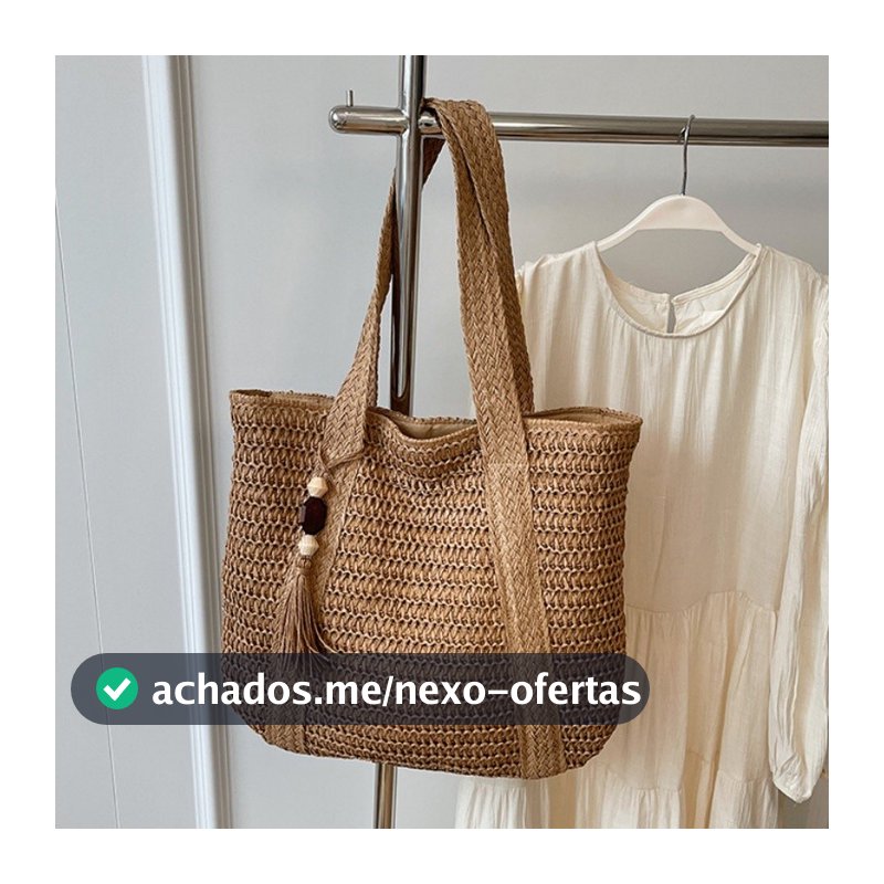 Bolsa de palha de grande capacidade para férias casuais praia portátil nova moda bolsa de ombro tecida Multineos Escritó