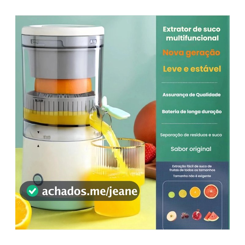 Espremedor Elétrico Portátil de Laranja e Frutas - Bivolt e Recarregável USB
