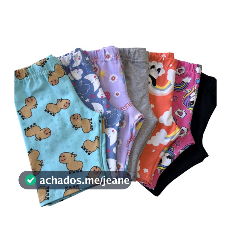 5 Short Bermuda Infantil Cotton Ciclista Menina Estampado Confortável