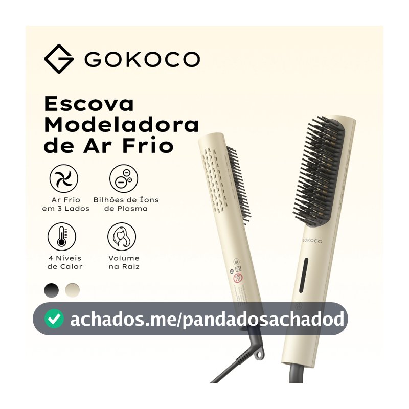 GOKOCO Escova Modeladora de Cabelo Modelagem com Ar Frio Controle do Frizz Todos os Tipos de Cabelo Ideal para Viagem