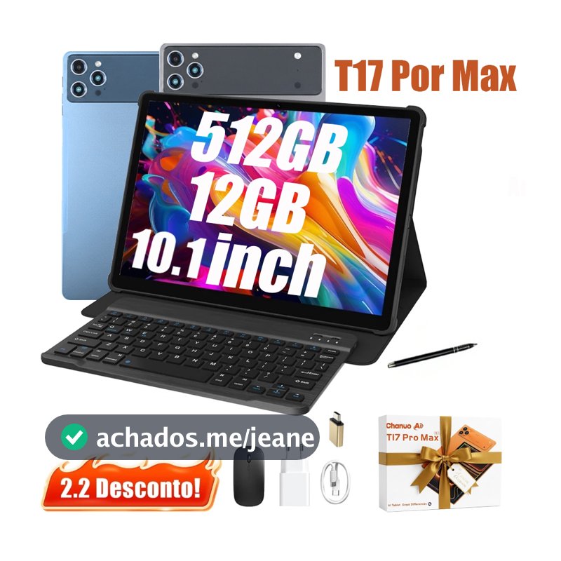 2026 Tablet T17 PRO MAX amx  mouse teclado 12GB RAM 512GB ROM Android14 com case 10.1 polegadas câmera 32MP