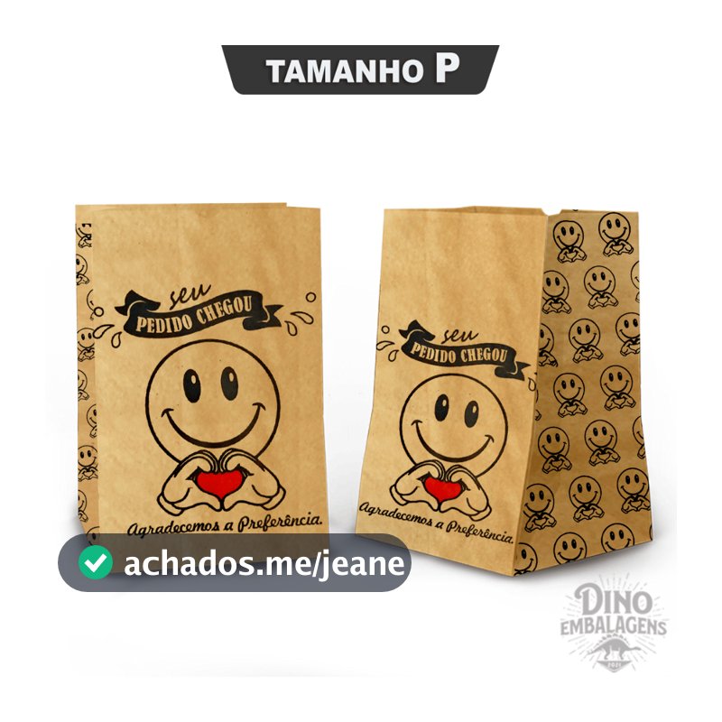 Saco Kraft Delivery Estampado Seu Pedido Chegou Tamanho P (100 unidades)