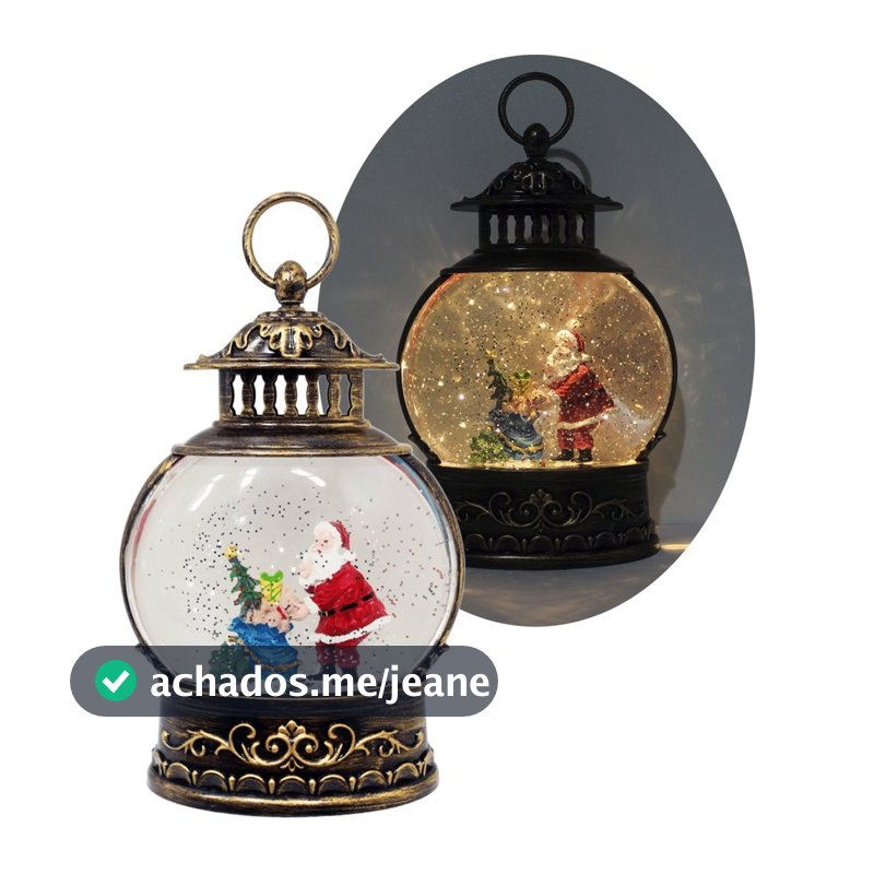 Luminária Enfeite De Natal Papai Noel Presentes Musical LEDs