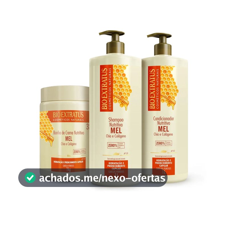 Kit Shampoo + Condicionador + Máscara Bio Extratus Mel