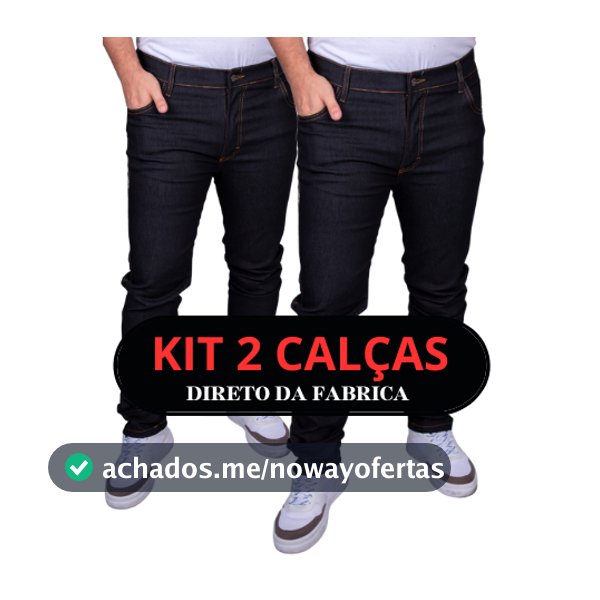 Kit 2 Calça Masculina Jeans para Trabalho com Elastano Plus size Azul Escuro Preto do 36 ao 60