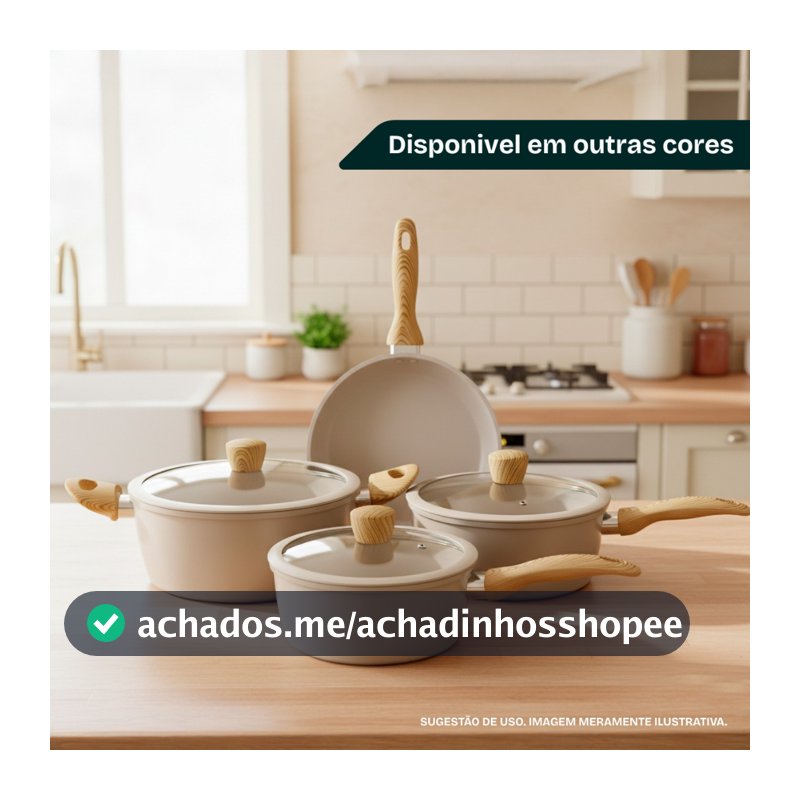 Jogo de Panelas 4 Peças Antiaderente Cerâmica Compatível Fogão Gás e Indução