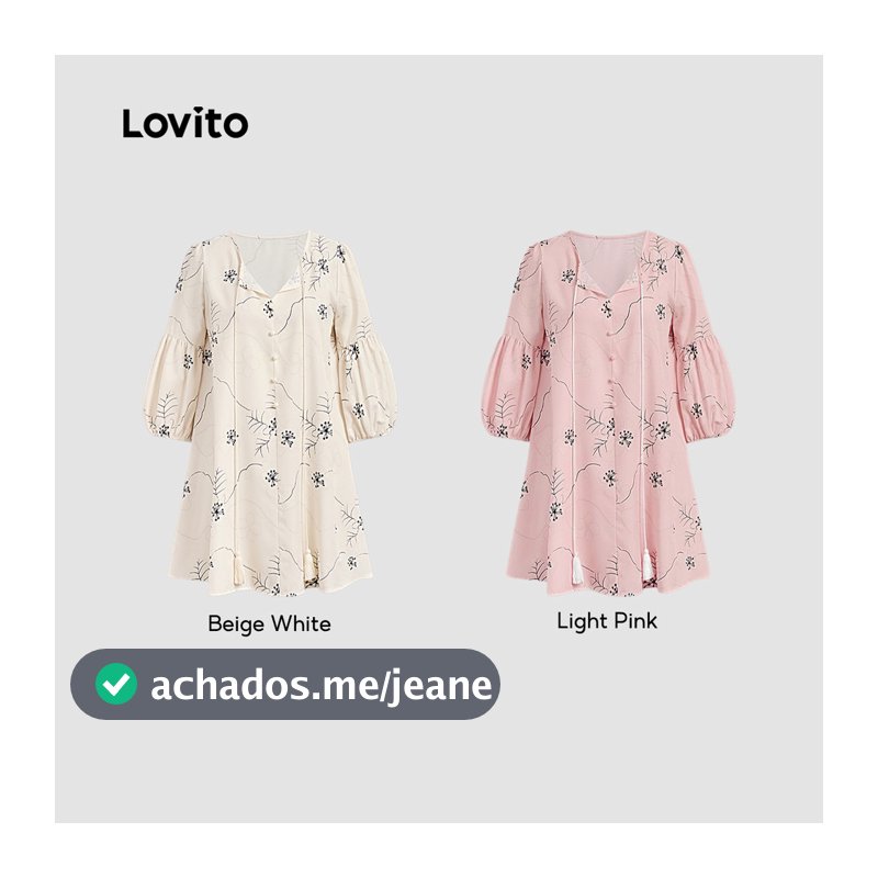 (Casual) Lovito Vestido de Primavera/verão Off White para mulheres L156AD285