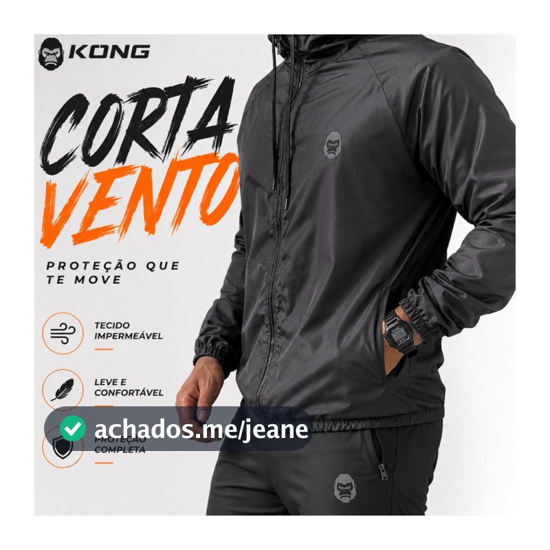 Jaqueta Masculina Kong Impermeável Corta Vento.