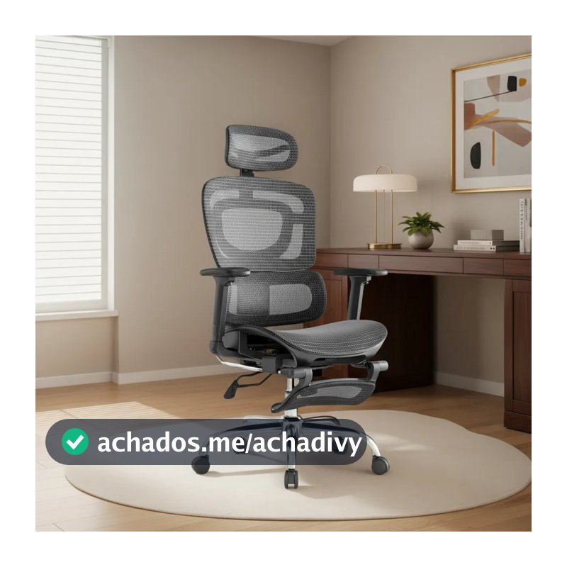 Cadeira Escritório Ergonômica Mônaco BT07/WT07 Luvinco Malha Respirável Lombar Adaptável Apoio Pés