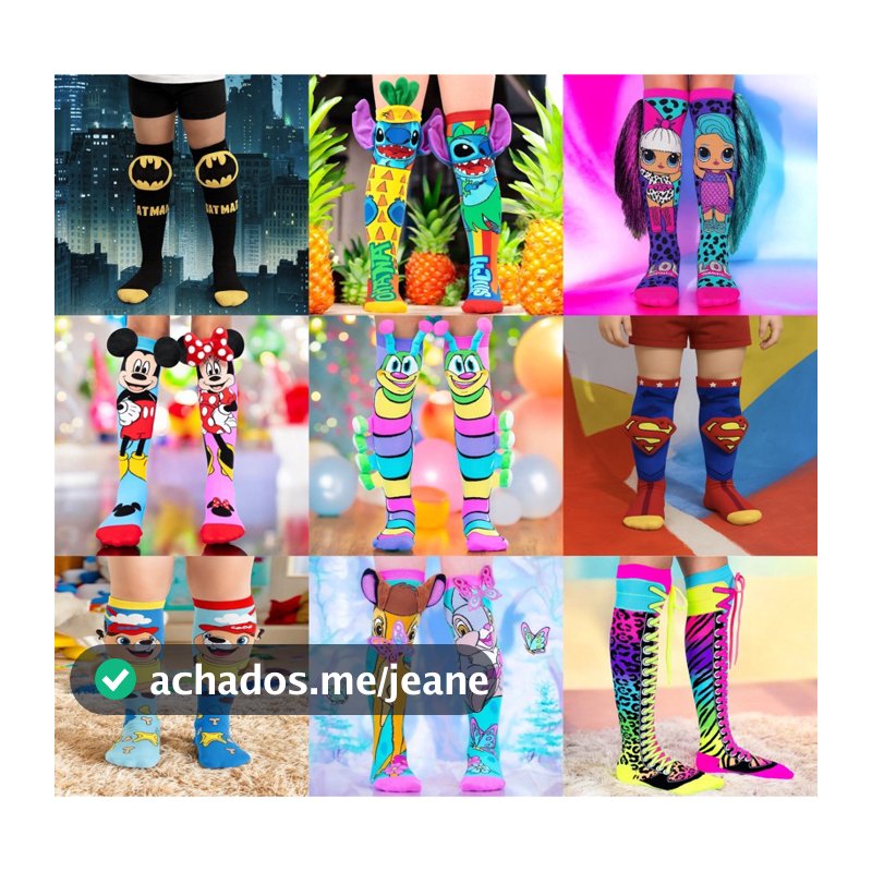 Meias 3D Infantil Maluca Divertida Personagens oi