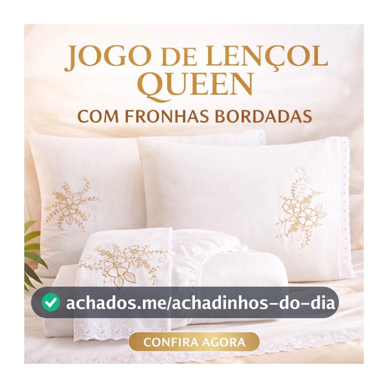 Jogo de Lençol Veneza Cama Queen Com Lese e Bordado 3 Peças para o Dia a Dia Cores