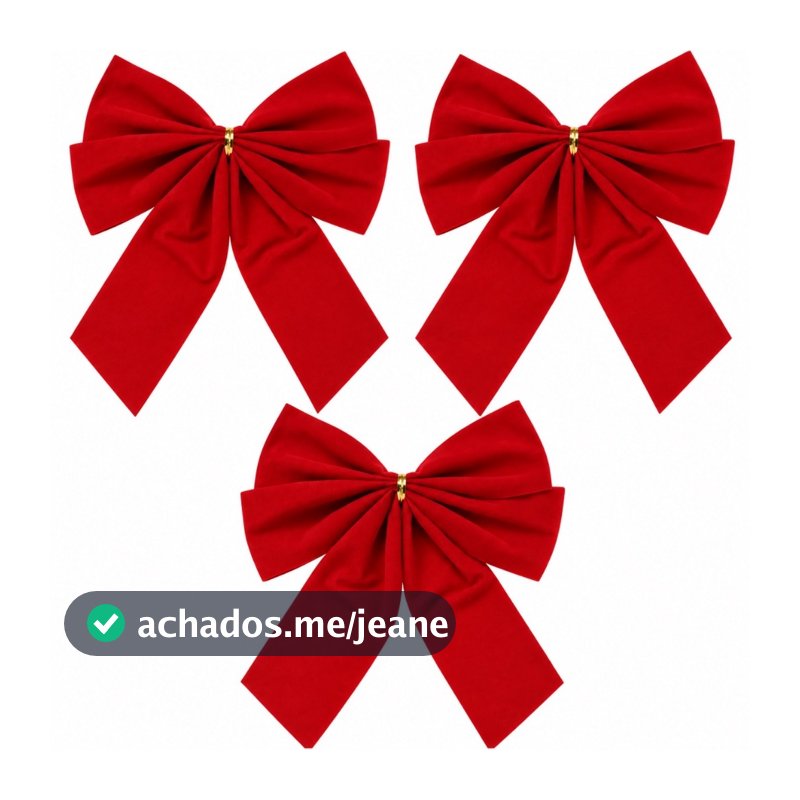Kit 3 laços natalinos veludo vermelhos decoração natal 17x22cm