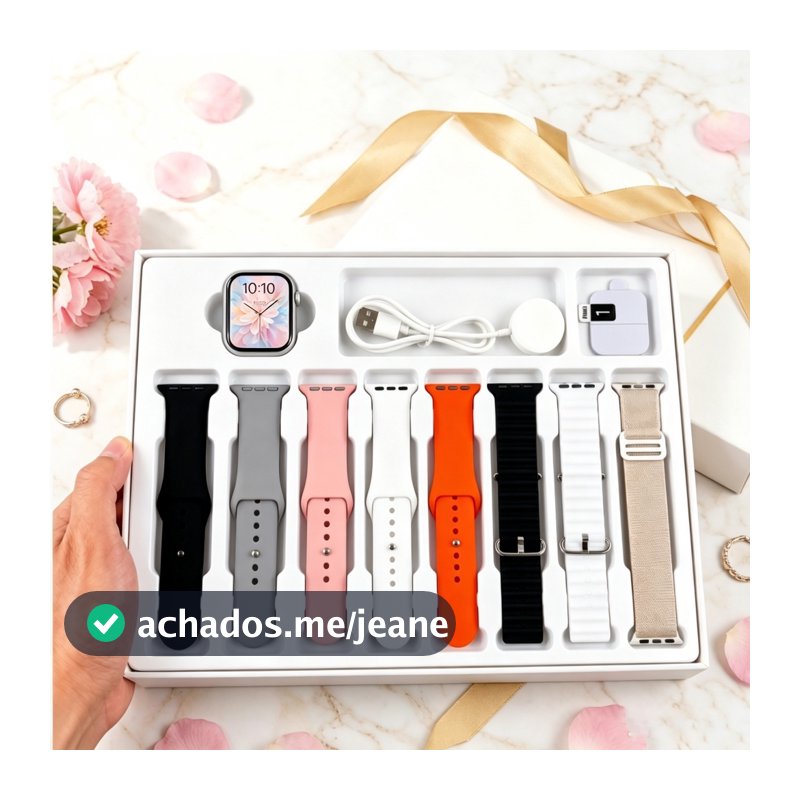 Relógio Inteligente Multifuncional 7 em 1 Tela Touch Completa Pulseiras 38/45/49mm Contador de Passos Ligação Bluetootha