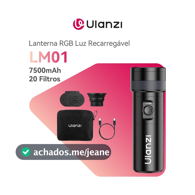 ULANZI LM01 Lanterna RGB Luz 7500mAh com 20 Filtros1200Lux Recarregável para Foto e Vídeo
