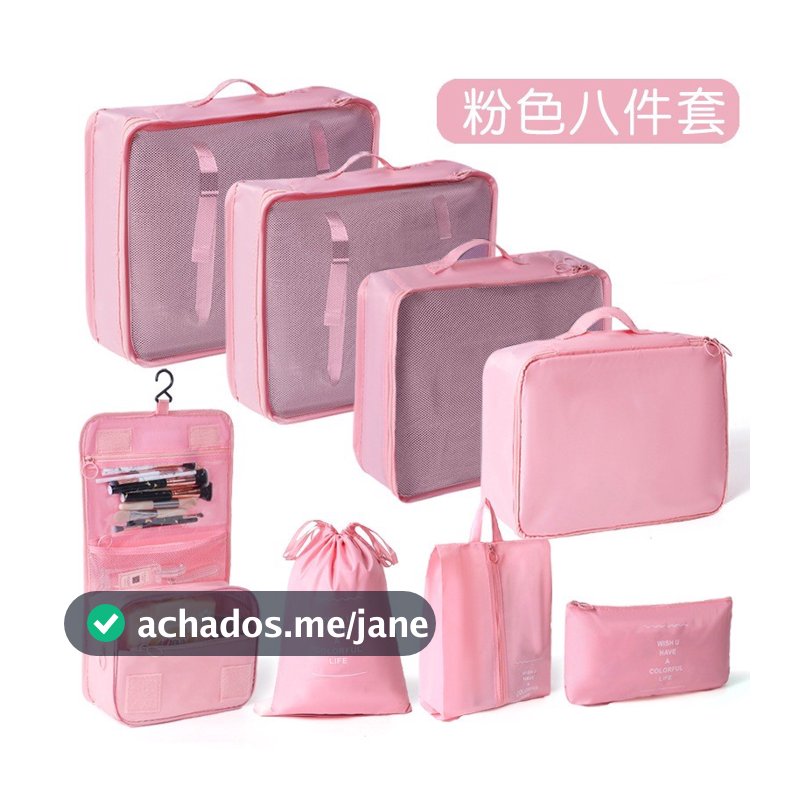 Kit Conjunto 8 Peças Organizador De Viagens Organizadoras Para Malas Bolsa