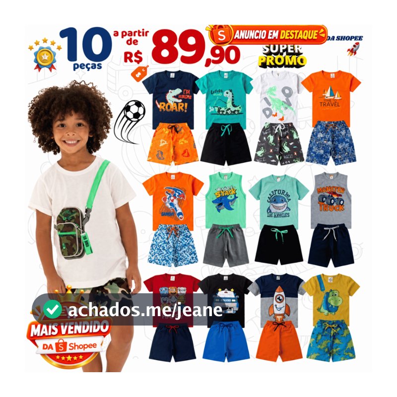 Kit até 10 peças Conjunto Infantil Menino Blogueiro Bebê Verão Criança Masculino  6/4/10 peça