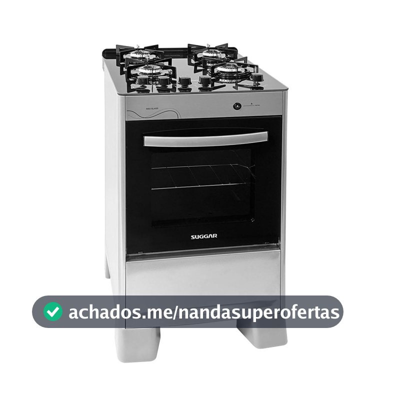 Fogão Suggar Neo Glass 4 Bocas Prata FGVNG410 Bivolt