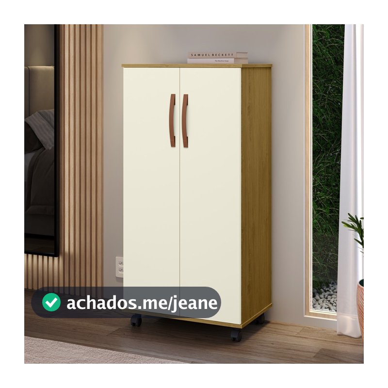 Armário Sapateira Organizador Multiuso Prático Quarto com Rodízios ou Pés Nara Smart Mobi 2 Portas